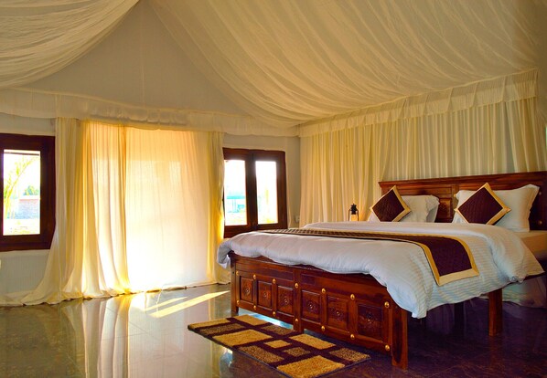Luxury Tent, 3 Bedrooms, Non Smoking, Hill View | Memory-foam beds, blackout curtains
