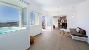 Villa, 2 Bedrooms, Hot Tub | Living area | Flat-screen TV - Cinnamon Villa with Private Hot Tub (Santorini)