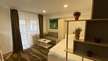 1 slaapkamer, geluiddichte muren, een strijkplank/strijkijzer