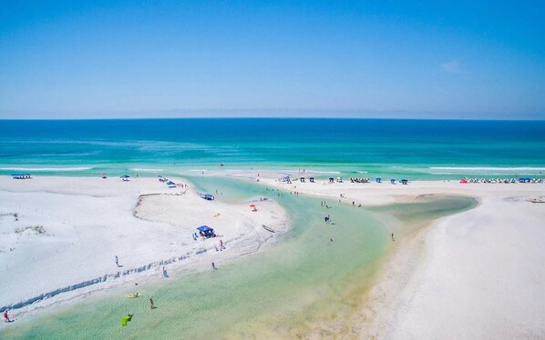 Sun-loungers, beach towels