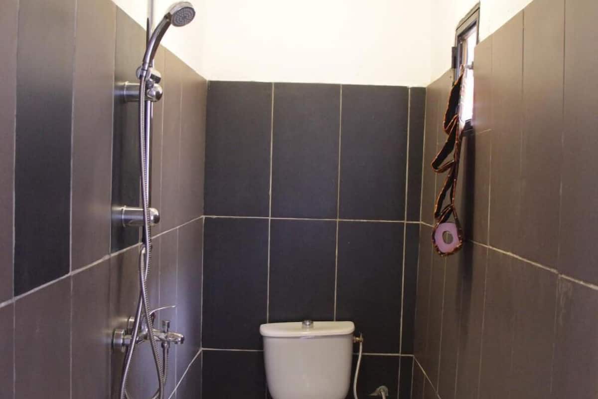 shower, towels, soap, toilet paper