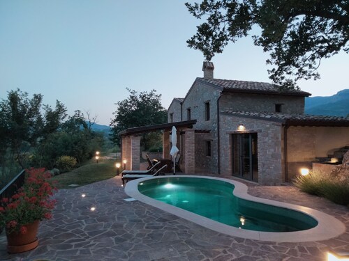 Rustic stone house with a modern touch