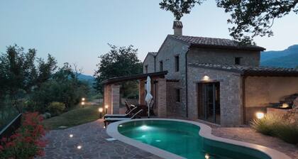 Rustic stone house with a modern touch