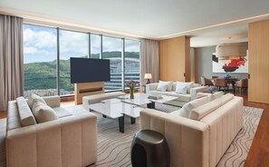 Presidential Suite | Living area | 65-inch LED TV with cable channels, TV - Hyatt Regency Hengqin (Zhuhai)