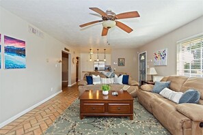 Smart TV, fireplace, video games, table football