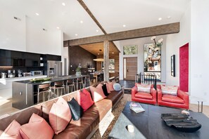 TV, fireplace, books - Exquisite Modern Home With Koi Pond, Hot Tub, Near Basalt & 25 Min to Aspen! (Basalt)