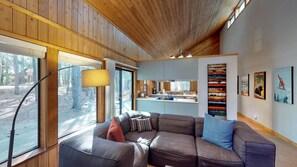 House, Multiple Beds (Family Mountain Chalet) | Living room | TV, fireplace, DVD player - Family Mountain Chalet (Truckee)