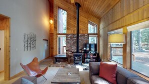 House, Multiple Beds (Family Mountain Chalet) | Living room | TV, fireplace, DVD player - Family Mountain Chalet (Truckee)