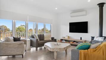 TV, fireplace