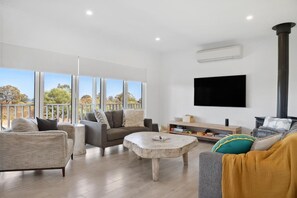 TV, fireplace
