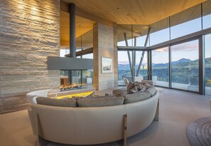 Villa, Multiple Beds (SUNSET RIDGE) | Living room | Flat-screen TV, fireplace, video game console, pay films - Sunset Ridge (Telluride)