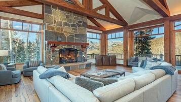 Apartment, Multiple Beds (TWO TRAILS - Luxury Home, Ski-in/Ski-) | Living room | Flat-screen TV, fireplace