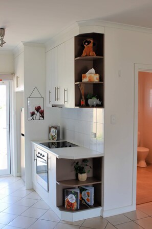 Fridge, microwave, oven, electric kettle