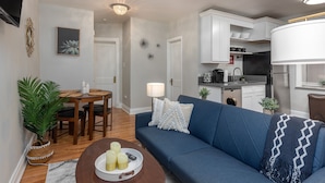 Luxury Duplex, 2 Bedrooms, Non Smoking, Kitchen | Living room | 43-inch Smart TV with digital channels, TV, streaming services - Tower Grove Getaways by Namastay (St. Louis)