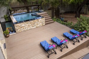 Outdoor pool, sun loungers