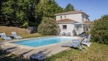 Outdoor pool, sun loungers