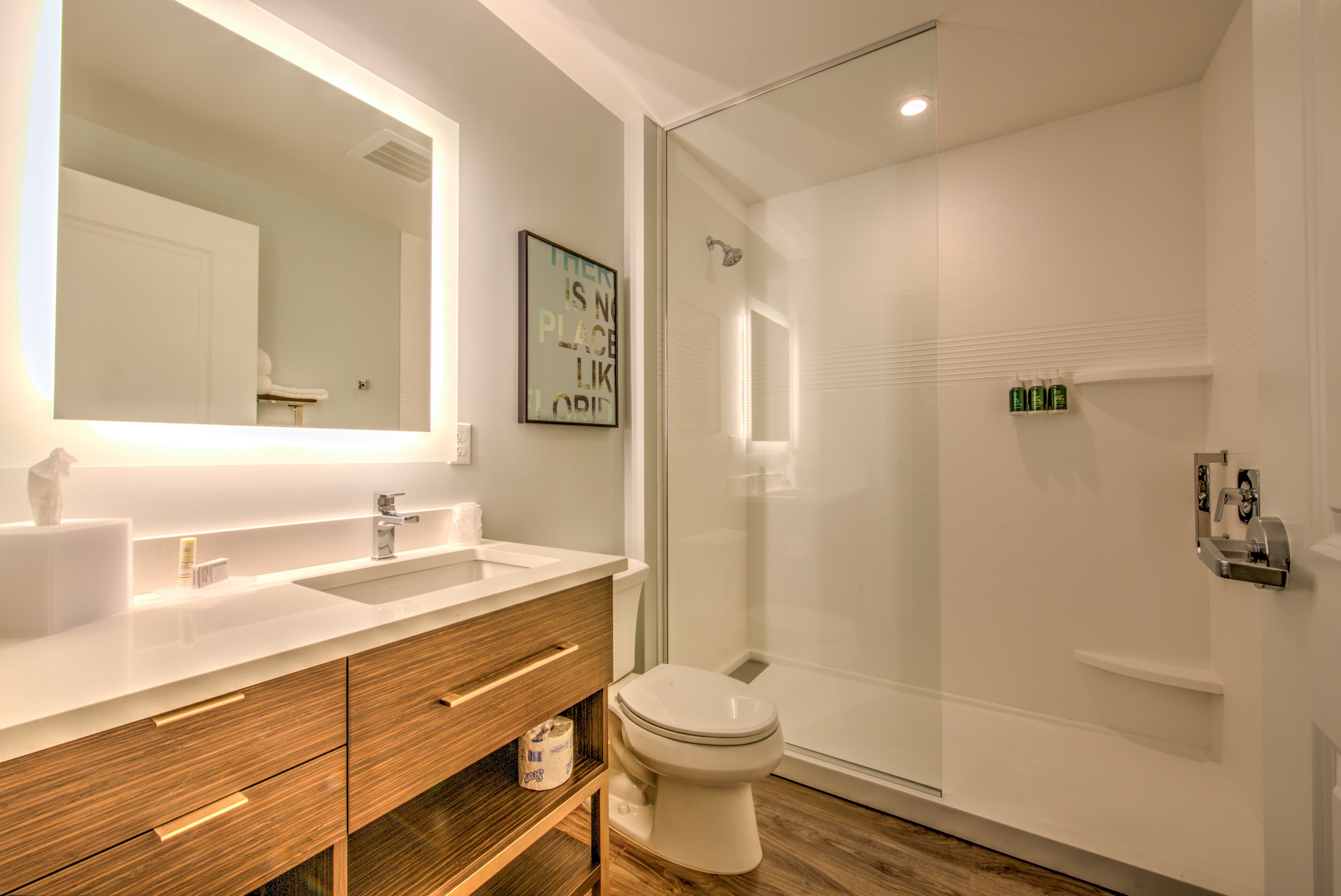 free toiletries, hair dryer, towels