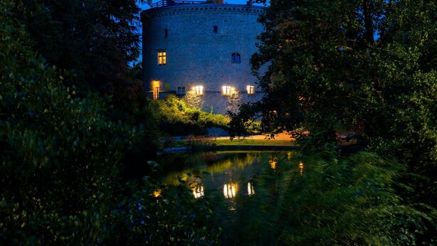 A castle with a moat, surrounded by dense foliage. - Vacation in the Harz Mountains the special *****Holiday apartments Burgkaiser im Zwinger Goslar (Goslar)