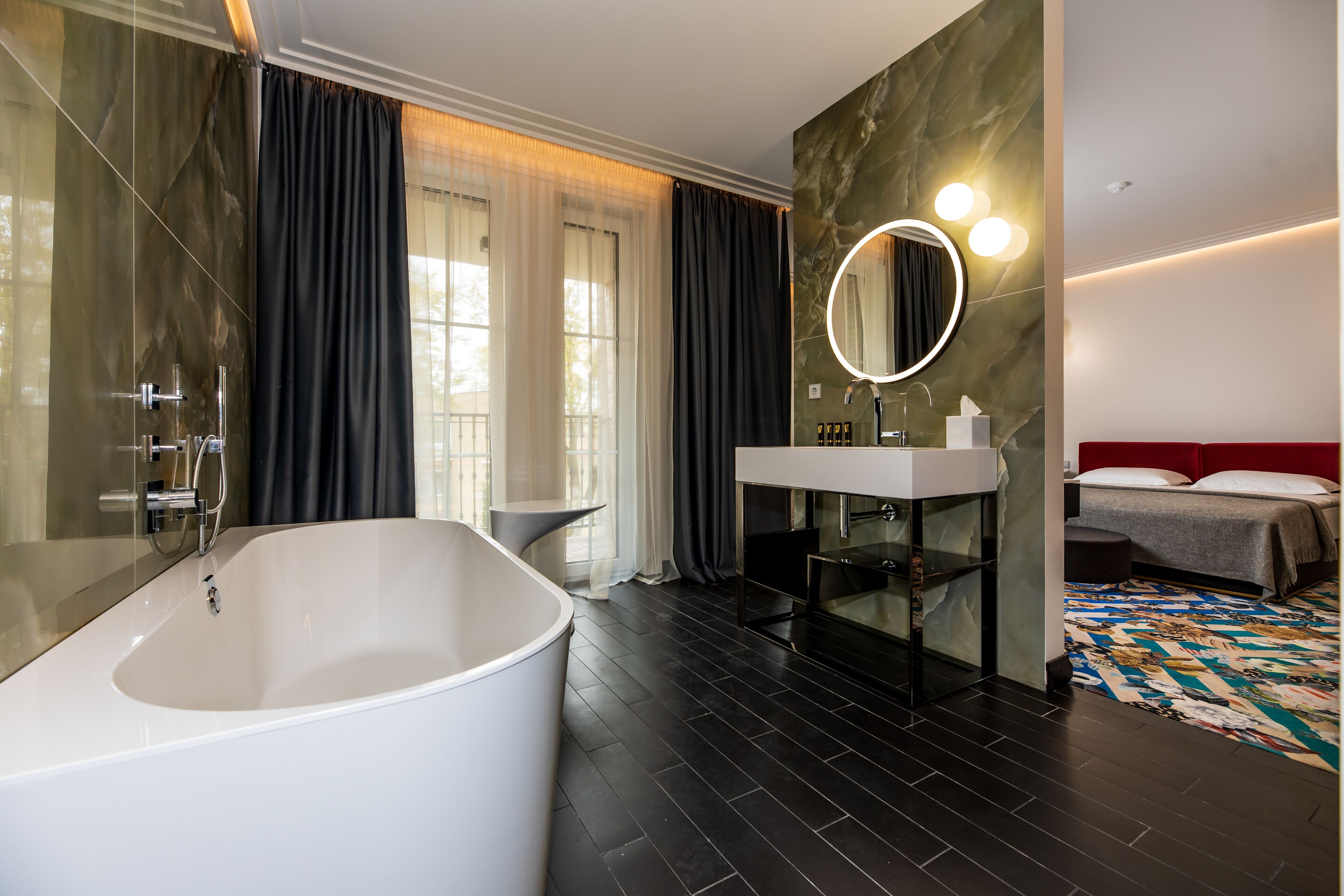 superior double room | bathroom | shower, rainfall showerhead, designer toiletries, hair dryer