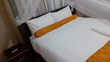 Desk, laptop workspace, iron/ironing board, WiFi