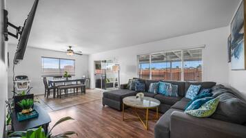 Smart TV, DVD player, foosball