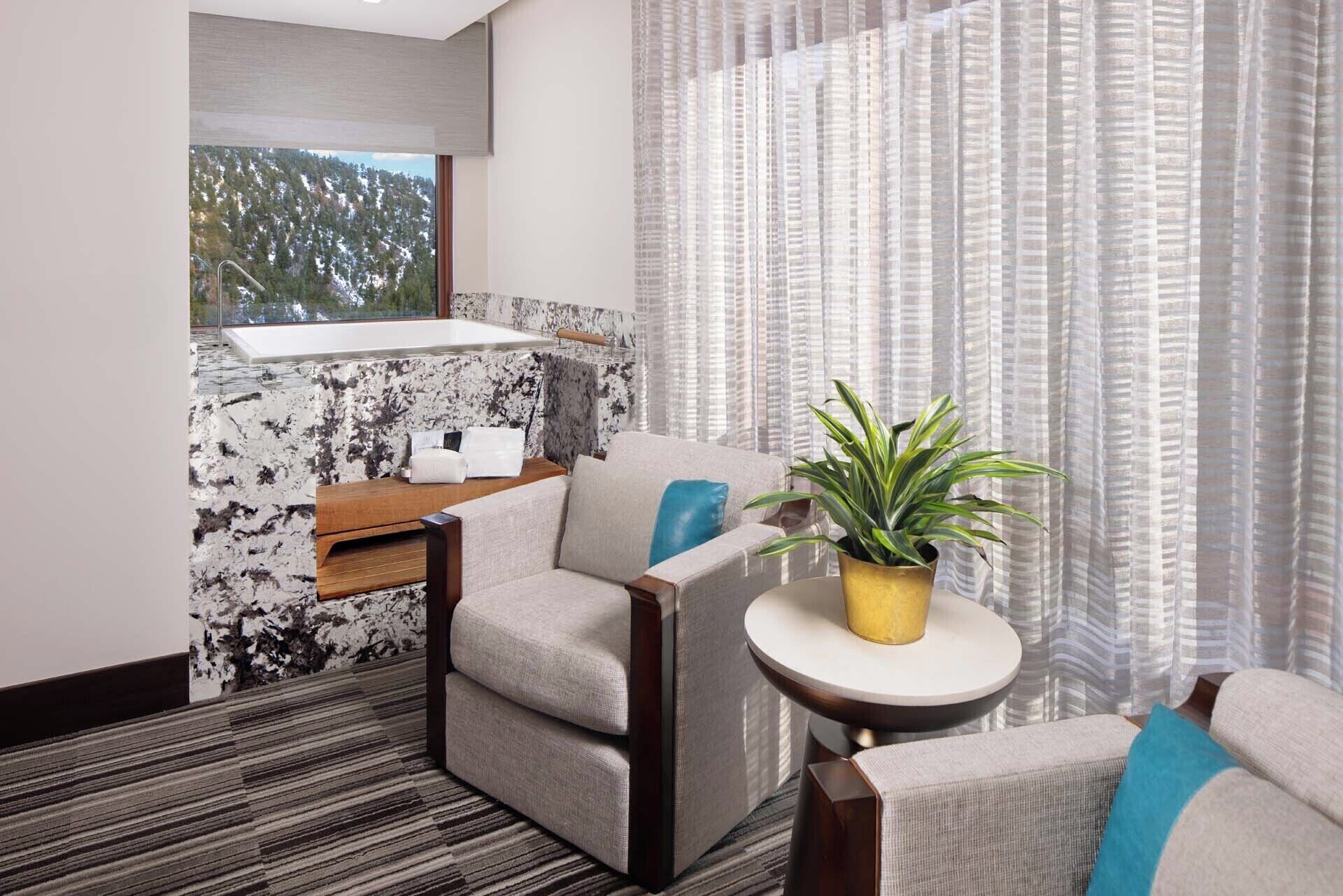 corner view suite | 1 bedroom, premium bedding, pillow-top beds, in-room safe