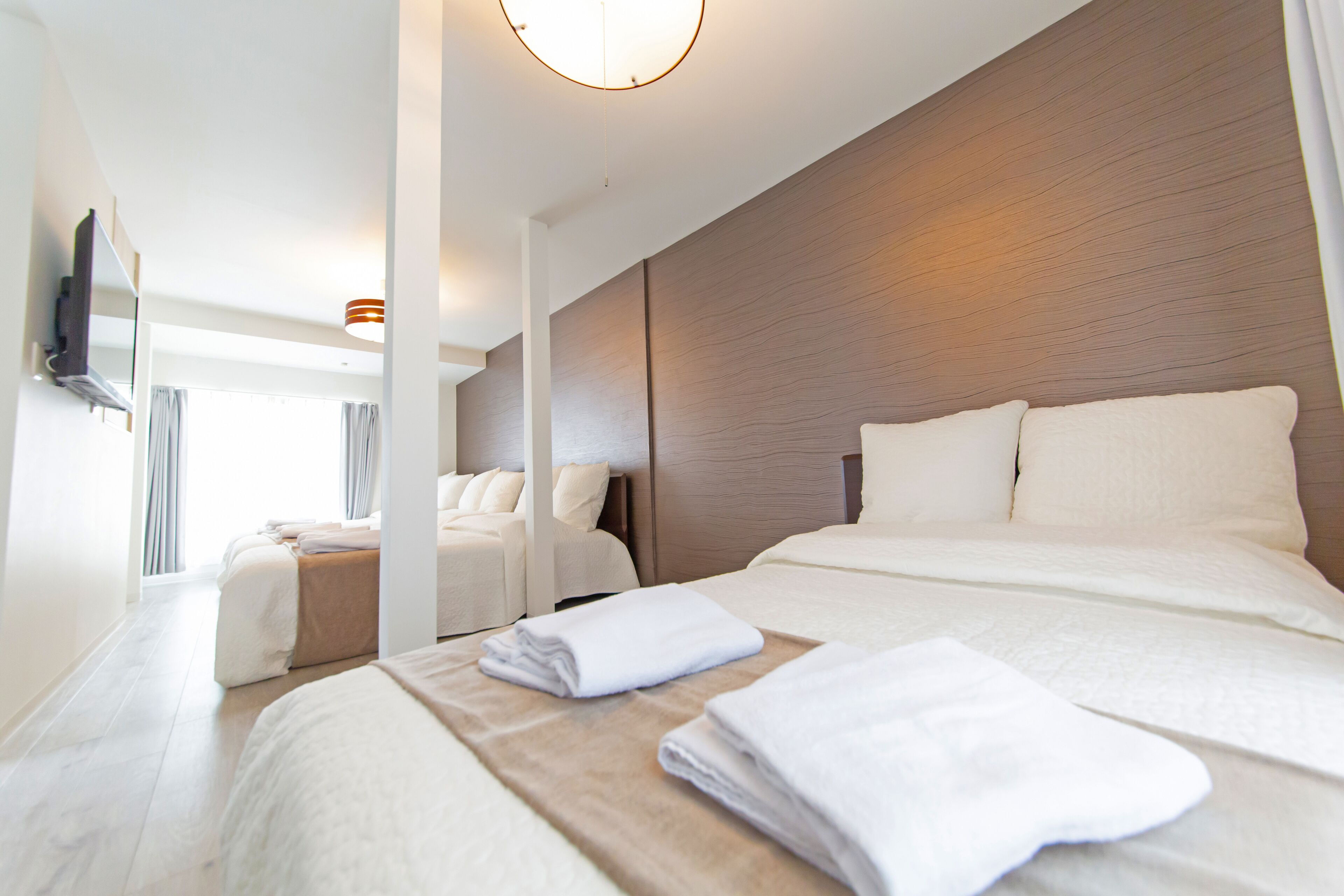 1 bedroom, desk, laptop workspace, blackout curtains