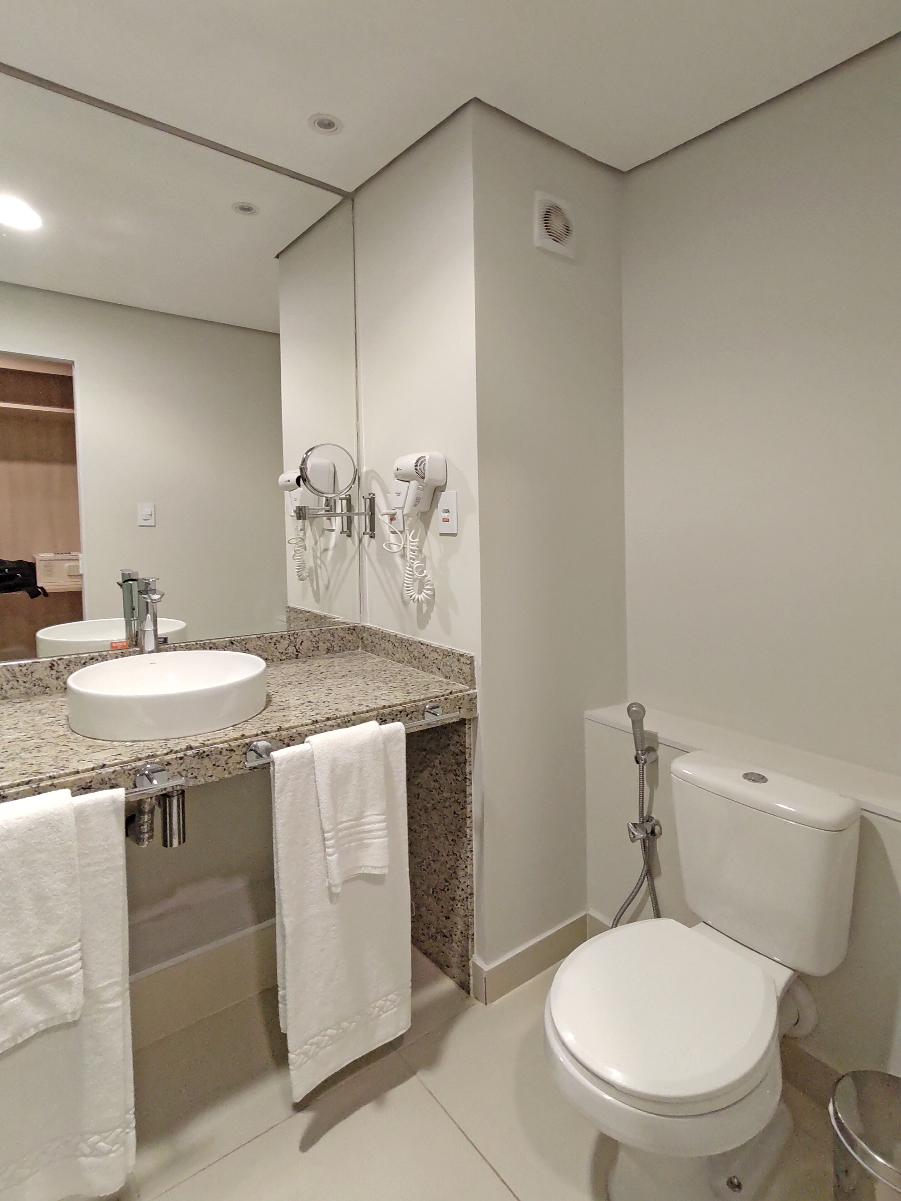 free toiletries, hair dryer, towels