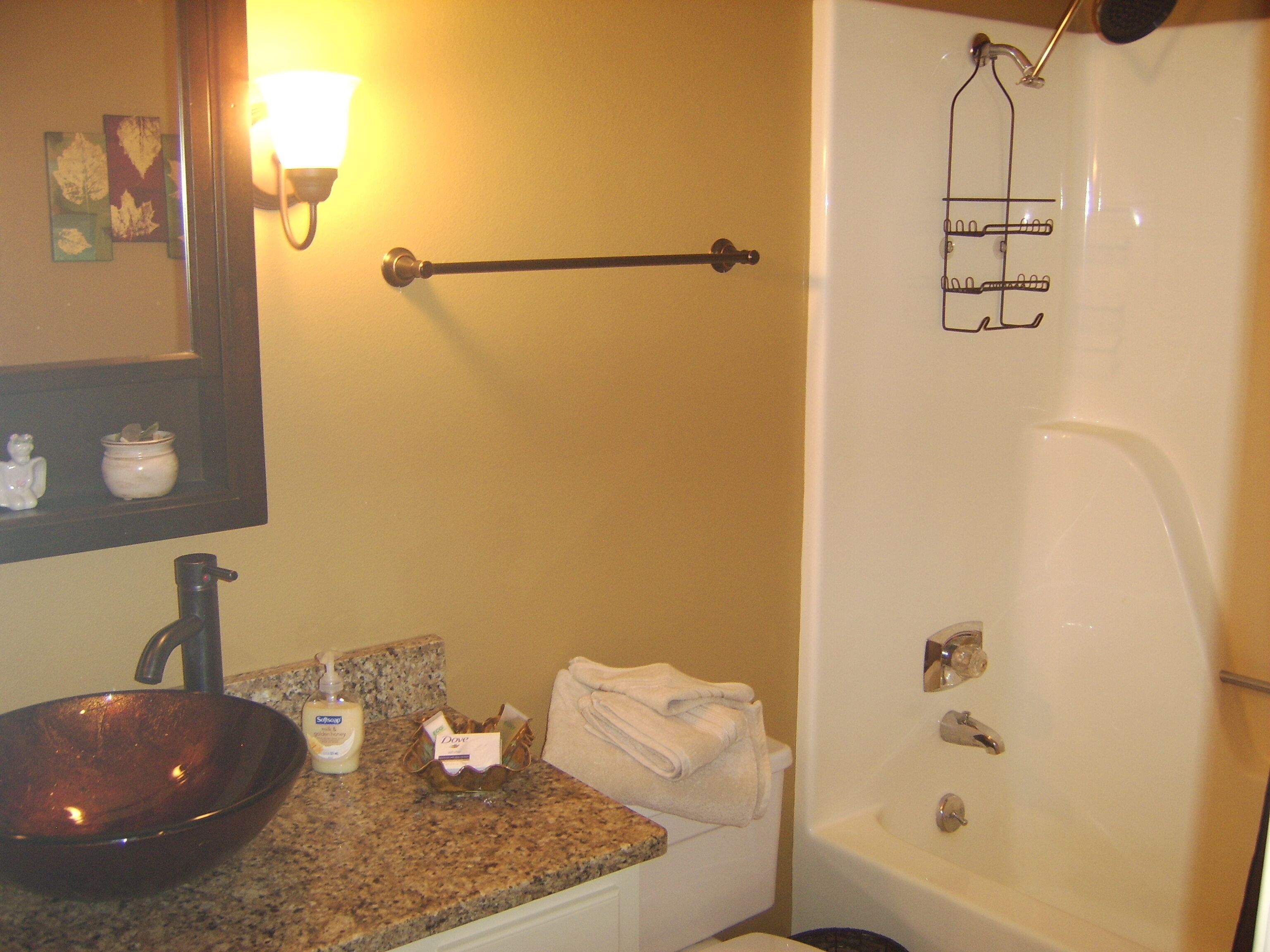 Guest bathroom with elegant bowl sink