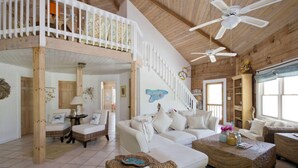 House, 5 Bedrooms | Living room | 32-inch flat-screen TV with digital channels, TV - Shangri-la & Orchid Cottage by Eleuthera Vacation Rentals (Governor's Harbour)