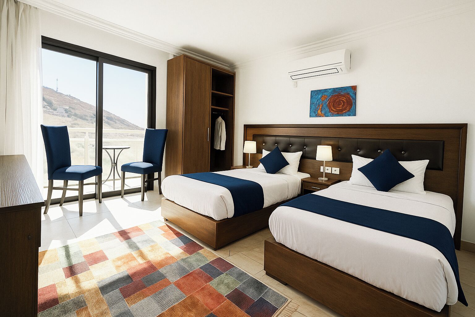 Habitació amb dos llits individuals superior, vistes a la ciutat | Roba de llit hipoal·lergògena i minibar gratuït 