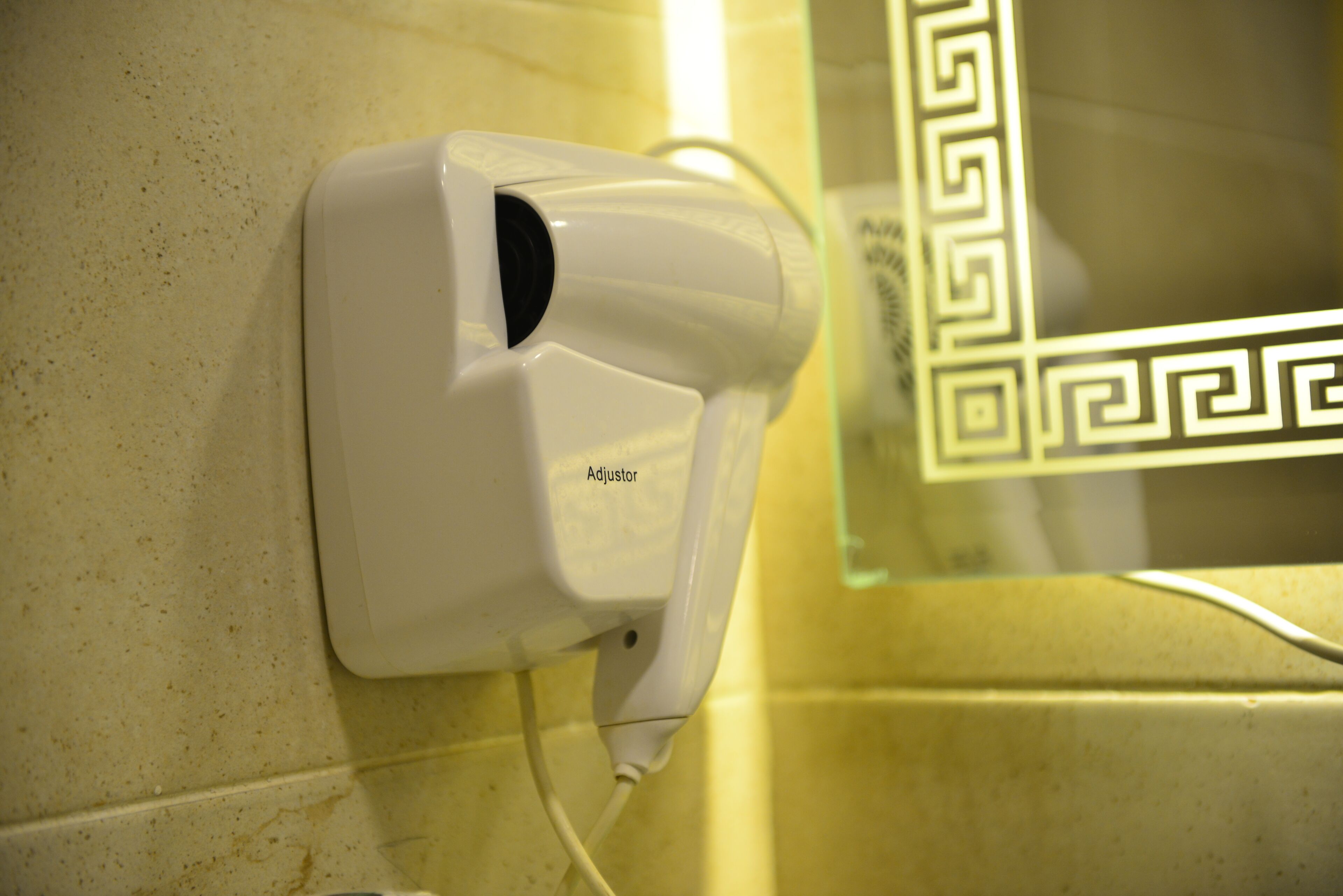 rainfall showerhead, hair dryer, bathrobes, slippers