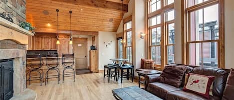Apartment (1 Bedroom) | Living room | TV, fireplace