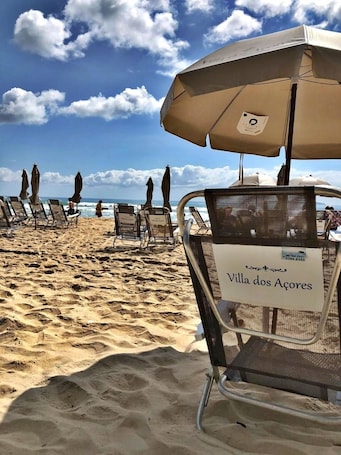 On the beach, white sand, beach umbrellas