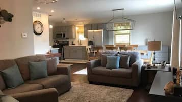 TV connectée, cheminée, lecteur de DVD