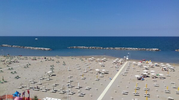 Private beach, sun loungers, beach umbrellas