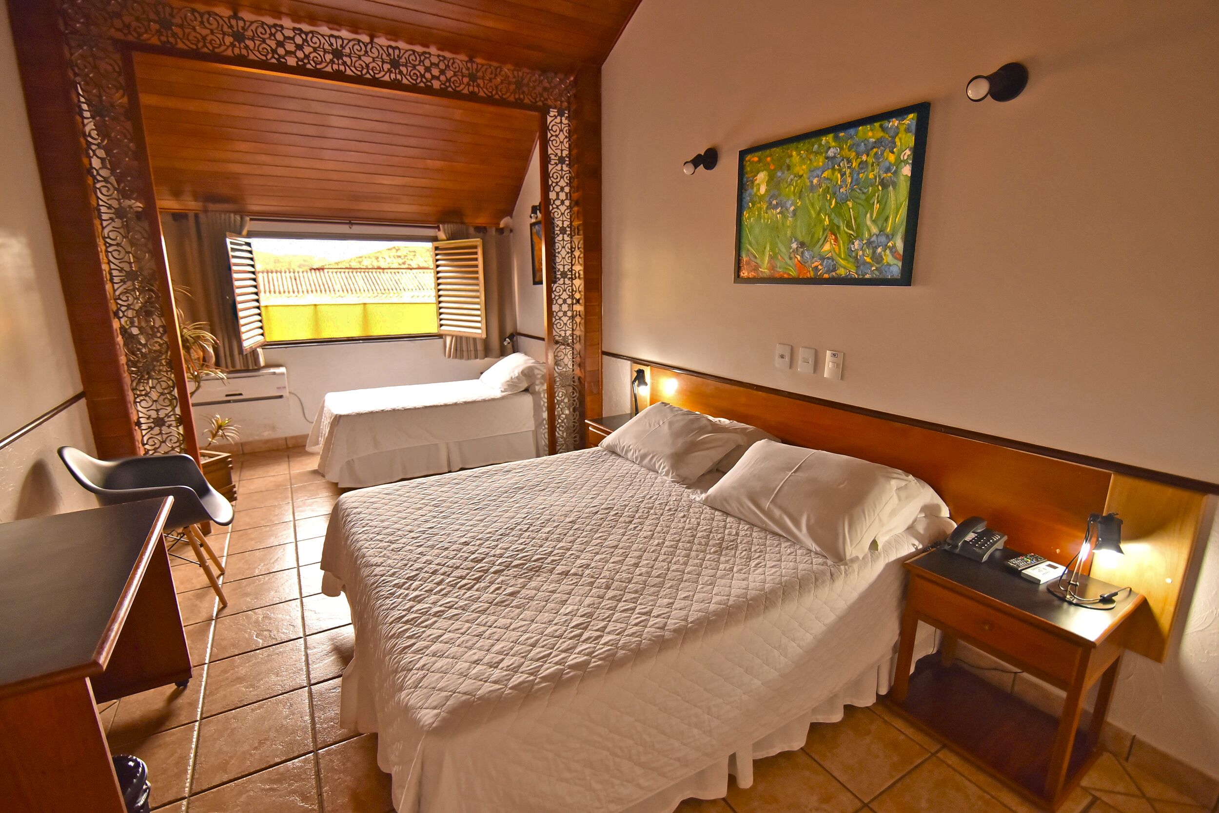 Premium bedding, minibar, desk, laptop workspace