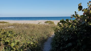 Beach nearby, sun loungers, beach towels