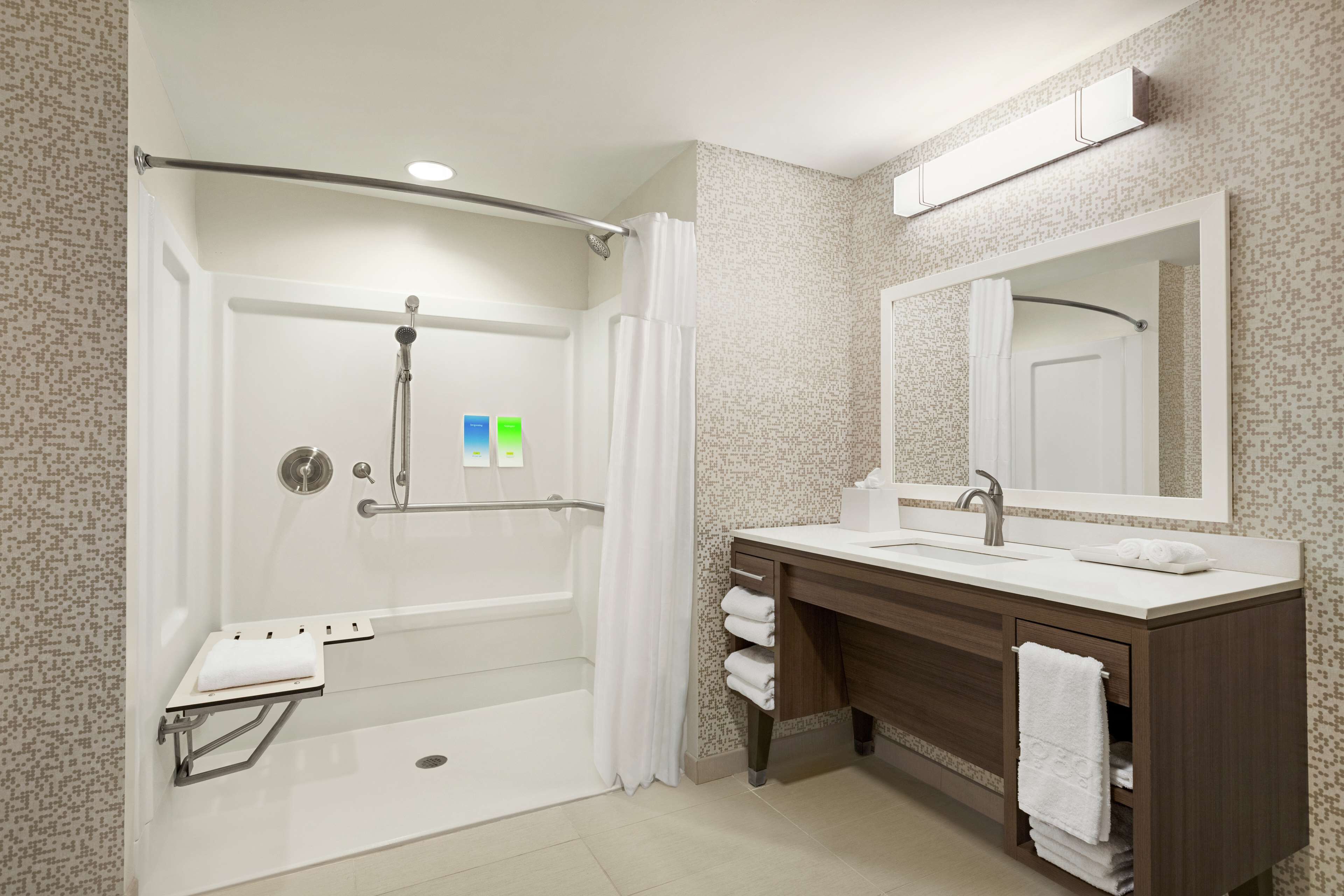 suite, 1 queen bed, accessible (roll-in shower) | bathroom shower