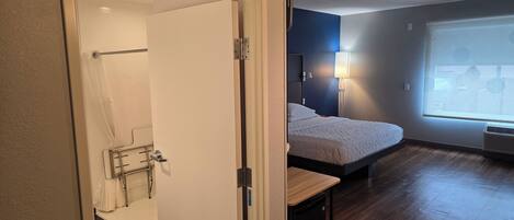 Room, 1 King Bed, Accessible (Roll-In Shower) | Bathroom