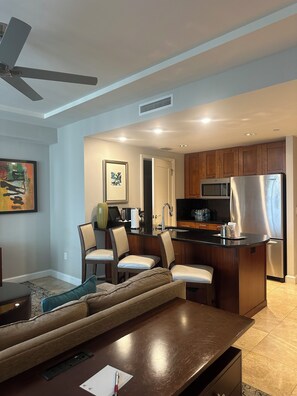 Luxury Condo, 1 Bedroom, Canal View | Private kitchen | Microwave, oven, stovetop, dishwasher - Singer Island Resort & Spa Private Owner (Singer Island)