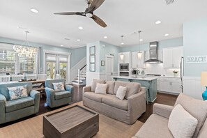 Smart TV, fireplace, DVD player, computer monitors