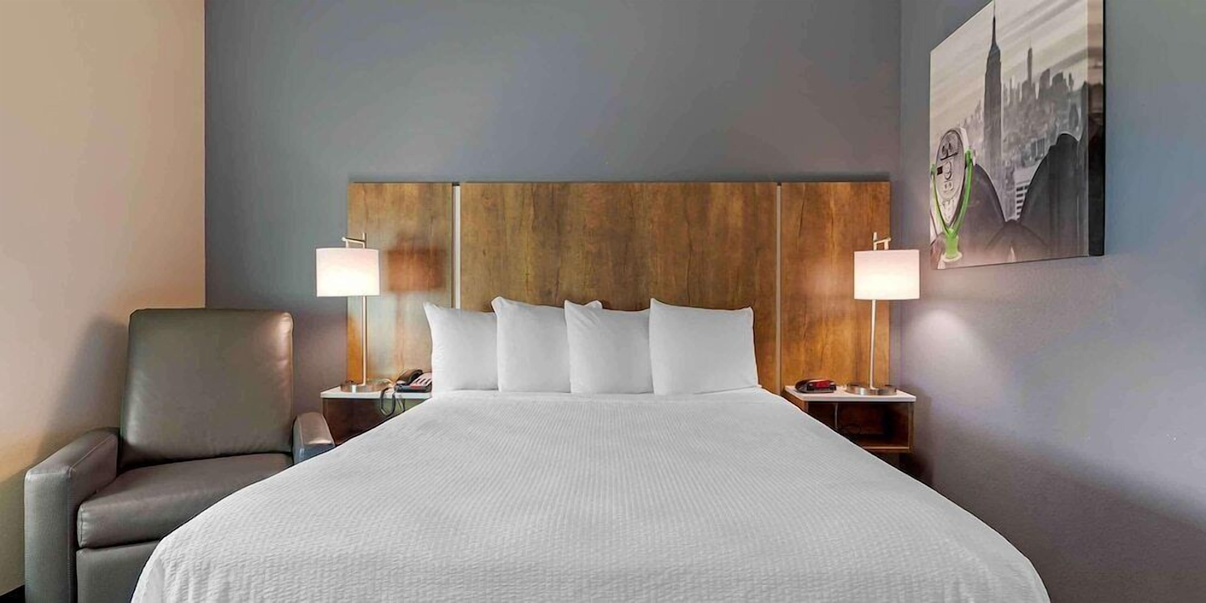 Premium bedding, desk, iron/ironing board, bed sheets