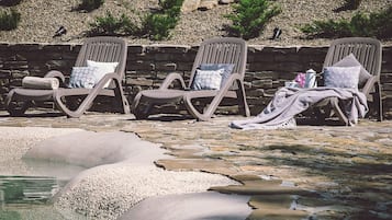 Seasonal outdoor pool, open 10:00 AM to 8:00 PM, sun loungers