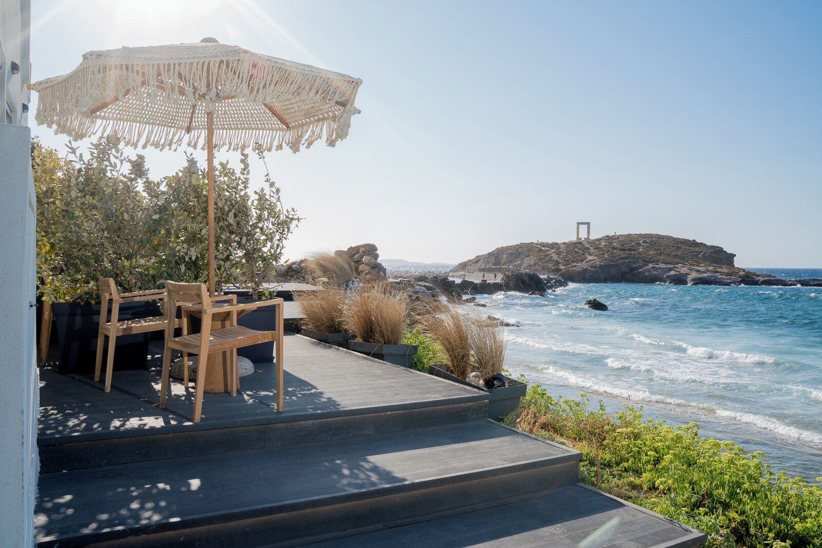Deluxe suite, hot tub, uitzicht op zee | Terras