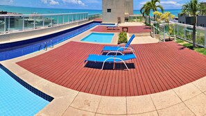 Outdoor pool, pool loungers