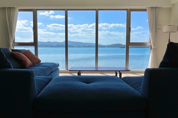 Overlooking the sea from the living room