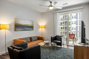 Spectacular Suite Luxury 2BR/2BA Apartment | Living area | 50-inch Smart TV with cable channels, TV, streaming services - Spectacular Apartments by BCA Furnished Apts (Atlanta)