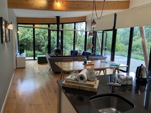 Télévision, cheminée, lecteur de DVD