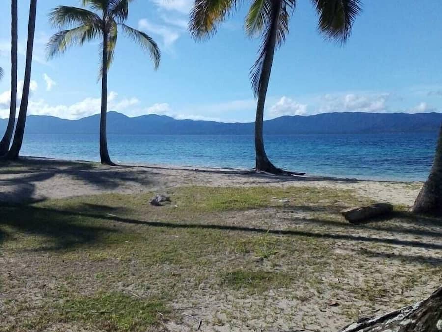 On the beach, white sand